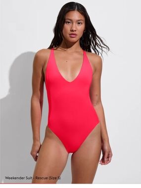 Left On Friday Weekender One-Piece Swimsuit in Rescue (Neon Red)